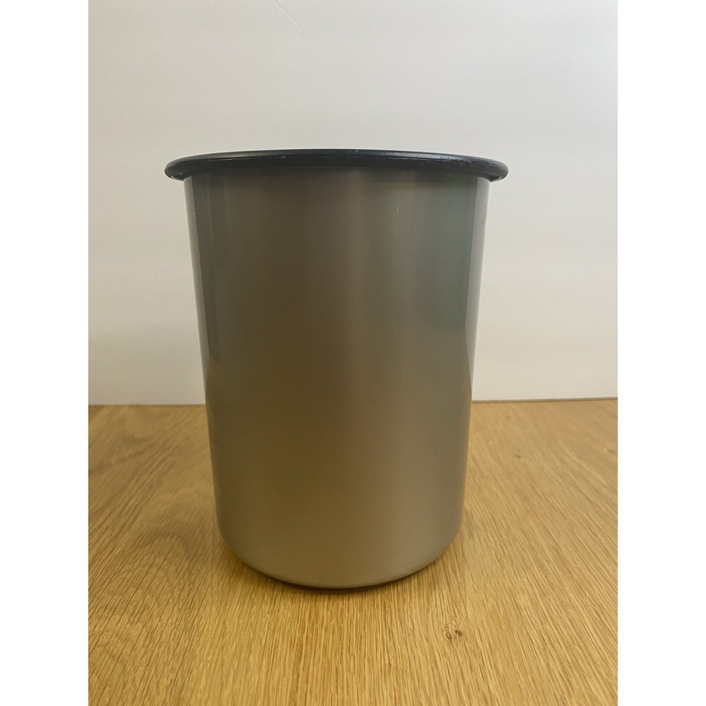 Tupperware 6" Tall  Holder Canister 2422B-3 Gray w/ Black Lid 2423E-10 One Touch